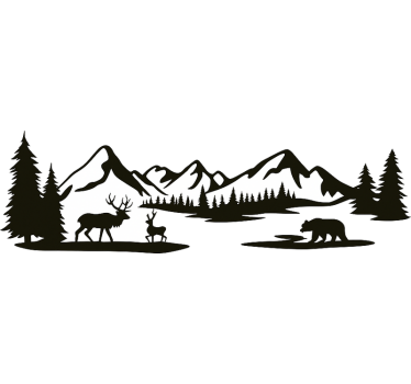 Bergskogslandskap vardagsrummet väggklistermärke - Tenstickers