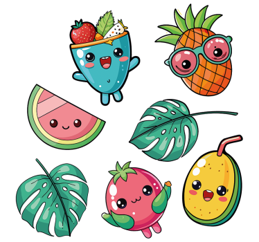 Tropiska frukter och drycker Laptop klistermärke - Tenstickers