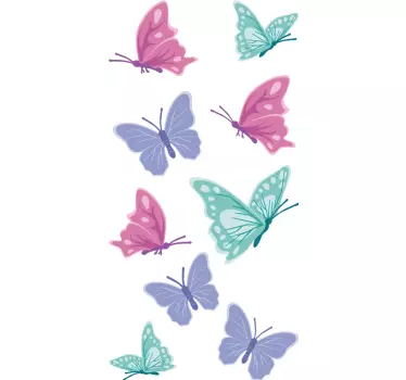 Pastell fjärilar fjäril klistermärke - Tenstickers