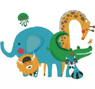 Djungel djur dörr klistermärke - Tenstickers