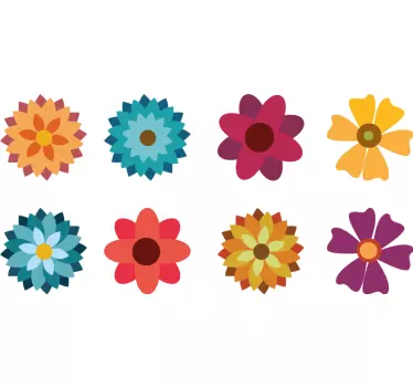 Mångfärgade blommor fordon klistermärke - Tenstickers