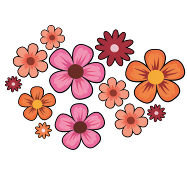 Glada blommor färgglada husvagn klistermärke - Tenstickers