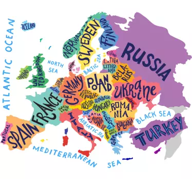 Karta över europa för barn världskarta vägg klistermärke - Tenstickers