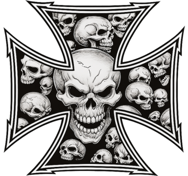 Iron cross skallar motorcykelklistermärke - Tenstickers