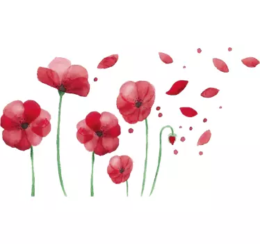 Väggklistermärken sovrummet vallmo blommor - Tenstickers