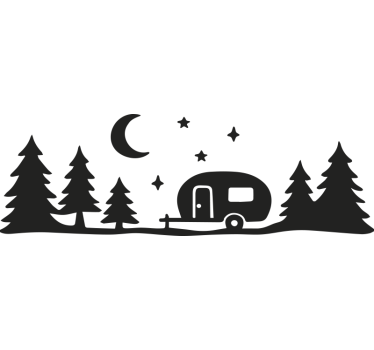 Skog och nattens himmel husvagn klistermärke - Tenstickers