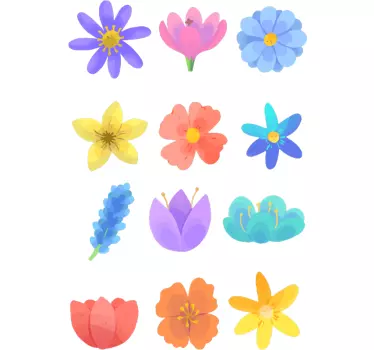 Vårblomma set blommor väggdekor - Tenstickers