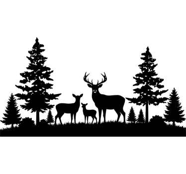 Skogshjortfamilj husvagn klistermärke - Tenstickers
