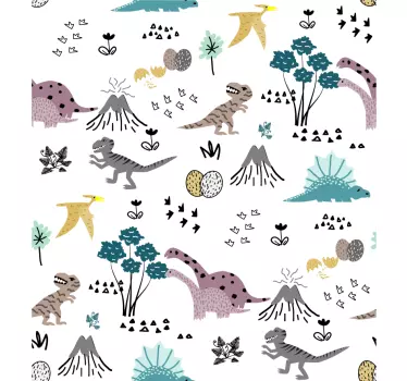 Barnlig dinosaurie mönster dekaler - Tenstickers