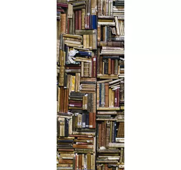 Bibliotek med gamla böcker glasdörr dekal - Tenstickers