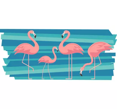 Flamingo familj scen fågelklistermärke - Tenstickers