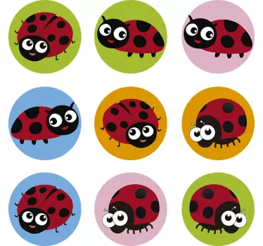 Glad nyckelpigasamling bil klistermärke - Tenstickers