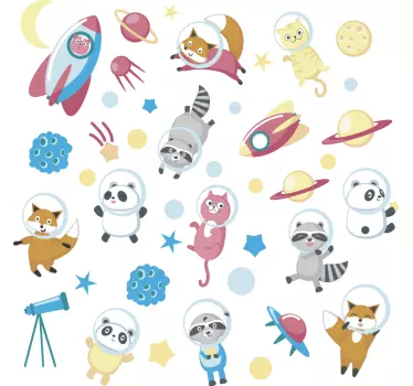 Djur i rymden fönster dekaler - Tenstickers