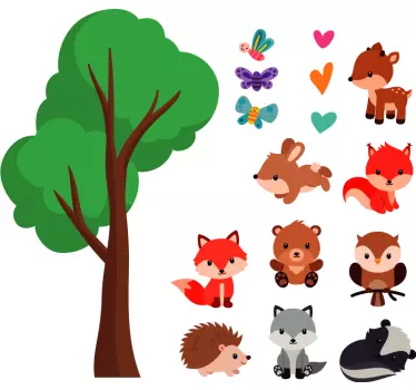 Glad skogsdjur vilda djur klistermärke - Tenstickers