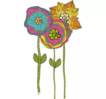 Hippy blommor dekal - Tenstickers
