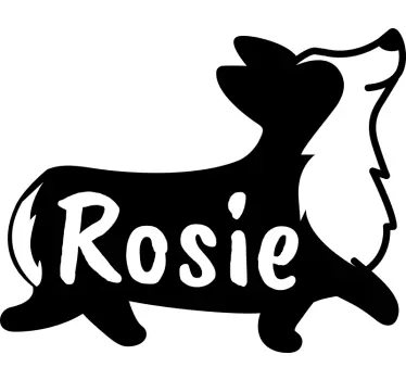 Personligt namn corgi silhuett husdjur vägg klistermärke - Tenstickers