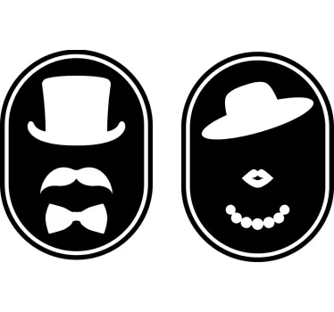 Retro wc glasdörrklistermärke - Tenstickers