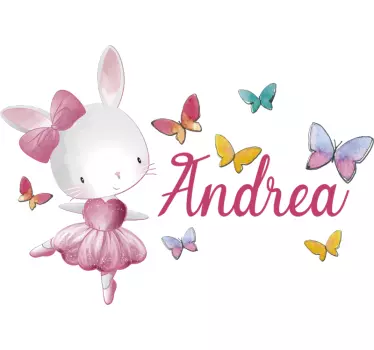 Flicka dansande balett med namnet illustration dekal - Tenstickers