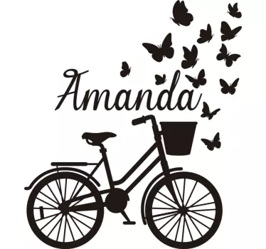 Vårcykel med namnet fjäril vägg klistermärke - Tenstickers