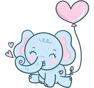 Baby elefant med hjärtan barnens sovrum vägg klistermärke - Tenstickers