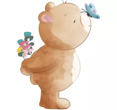 Väggdekor för björn och fjäril - Tenstickers