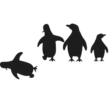 Pingviner hoppande glasdörr dekal - Tenstickers