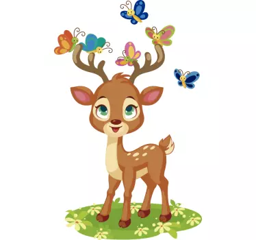 Animerad hjort illustration väggkonst - Tenstickers