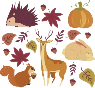 Höstdjur & blommor vilda djur klistermärke - Tenstickers