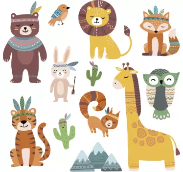 Roliga stamdjur illustration väggkonst - Tenstickers