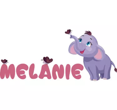 Personnalised namn baby elefant vilda djur dekaler - Tenstickers