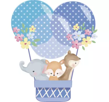 Akvarell djur luftballong illustration klistermärke - Tenstickers