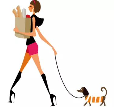 Glamour chic ägare & hund vägg klistermärke - Tenstickers