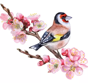 Stora blommor med fåglar fågel klistermärke - Tenstickers