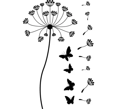 Maskros och fjäril blommor väggdekor - Tenstickers