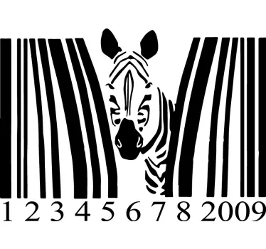 Streckkod med halv zebra vilda djur klistermärke - Tenstickers
