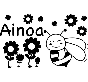 Namn bi och blommor insekt väggdekor - Tenstickers