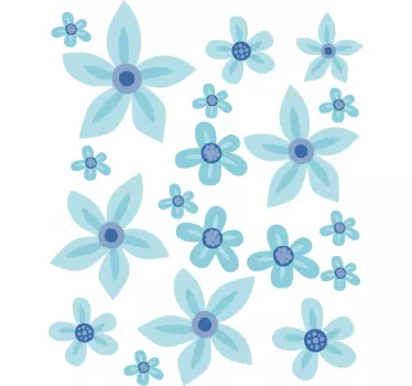 Blå blommor Klistermärken cykel - Tenstickers