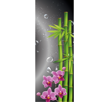 Bambu och blommor vass dusch dekaler - Tenstickers