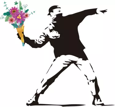 Banksy revolution blommor vinyl väggkonst dekal - Tenstickers