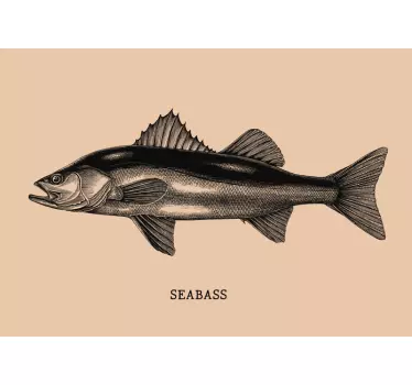 Realistisk seabass hand rita fisk väggdekor - Tenstickers