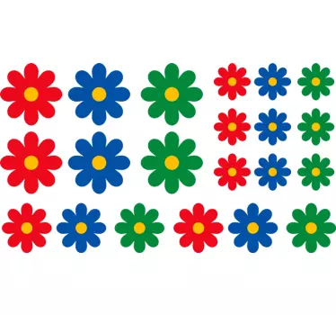 Färgglada individuella blommor klistermärke cykel - Tenstickers