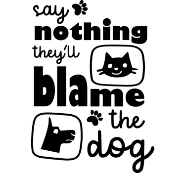 Rolig katt och hund text väggdekor - Tenstickers