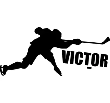 Hockeyspelare som skjuter med väggdekor för namn - Tenstickers