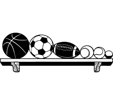 Hylla med sportbollar väggdekor - Tenstickers