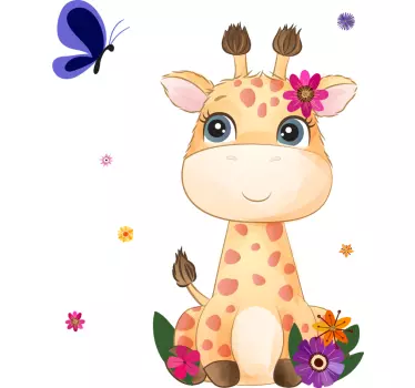 Vilda afrika för barn giraff flicka djur vägg klistermärke - Tenstickers
