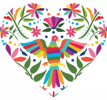 Tenango hjärta stil med fågel väggdekor - Tenstickers