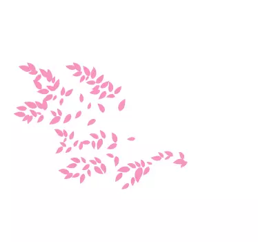 Träd med rosa löv och fåglar som flyger träd väggdekal - Tenstickers
