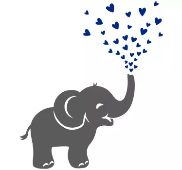 Elefant som besprutar hjärtan vilda djur klistermärke - Tenstickers