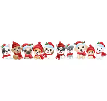 älskande hundar jul tid jul vägg klistermärke - Tenstickers