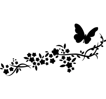 Fjäril och blomma väggdekal - Tenstickers